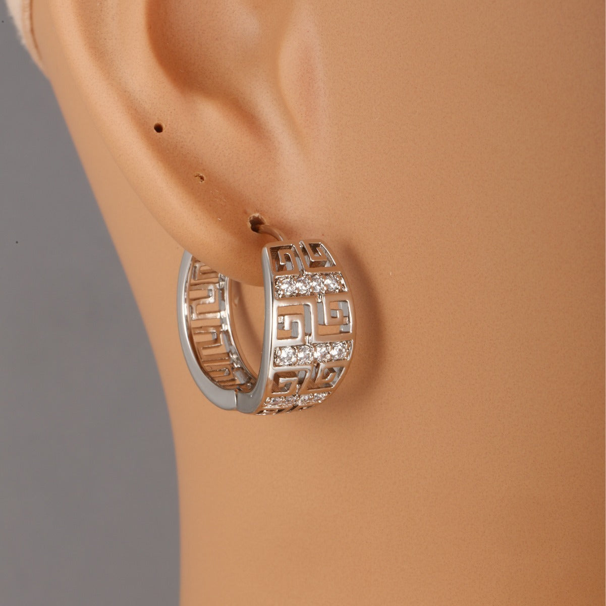 Geometric Copper Inlaid Zircon Earrings