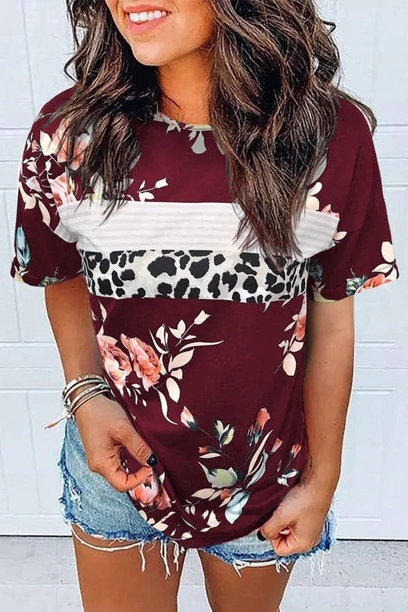 Fashion Print Short Sleeve Top Ladies