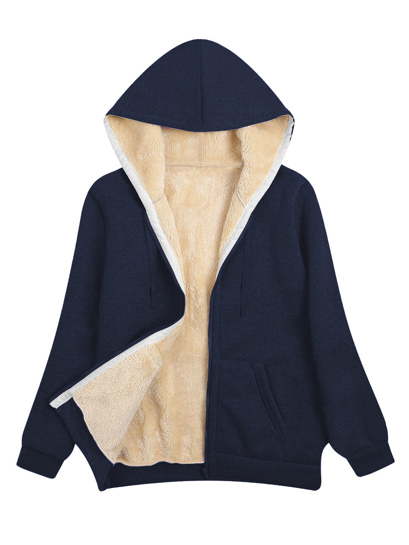 Fleece-lined Thickened Hooded Plush Women's Coat