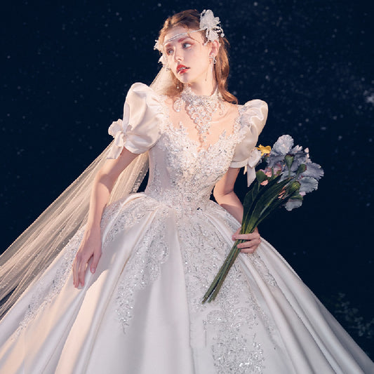 Stylish Vintage Frock With Puffy Sleeves