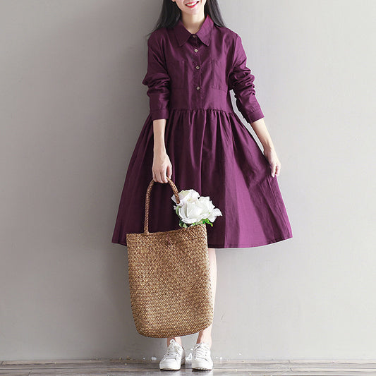 Plus Size Linen Cotton And Linen Maternity Dress