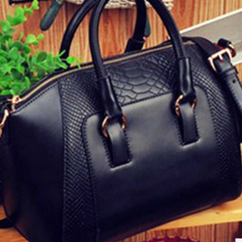 Fashion Crocodile Pattern One-Shoulder Portable Bright Leather Bag