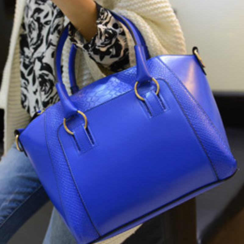 Fashion Crocodile Pattern One-Shoulder Portable Bright Leather Bag