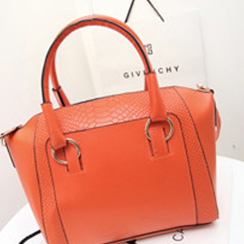 Fashion Crocodile Pattern One-Shoulder Portable Bright Leather Bag