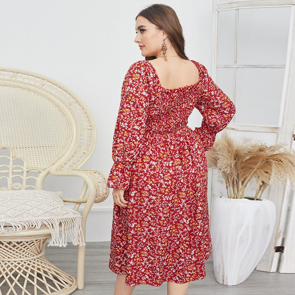 Women's Chiffon-Aged European And American Temperament Printed Dress
