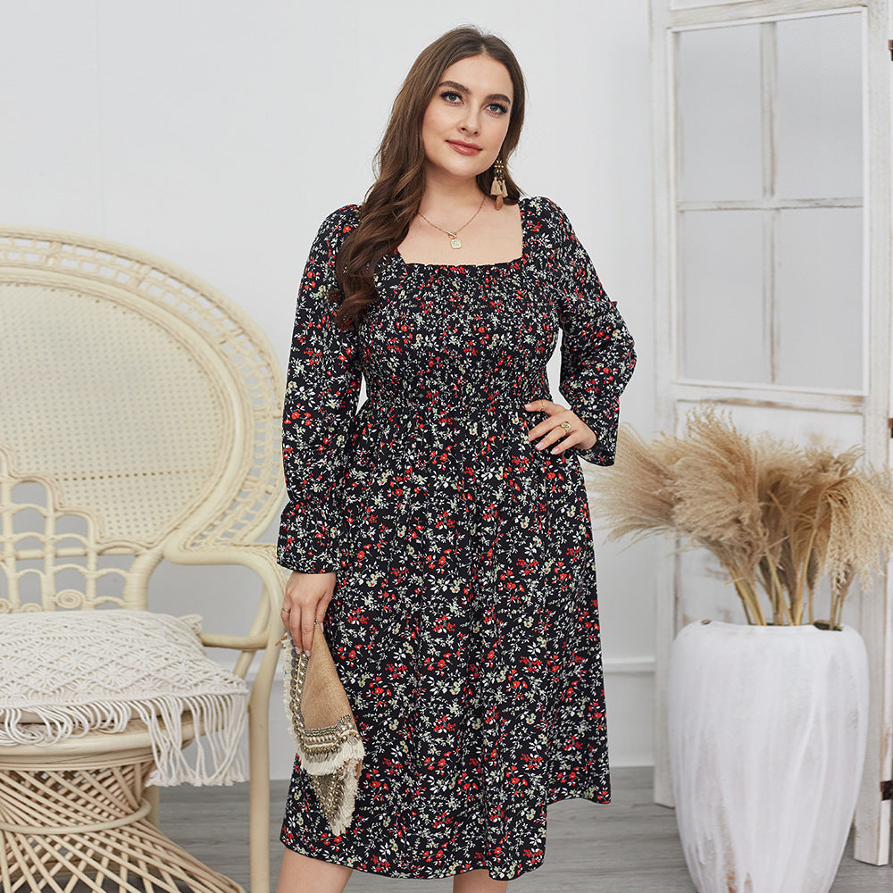 Women's Chiffon-Aged European And American Temperament Printed Dress