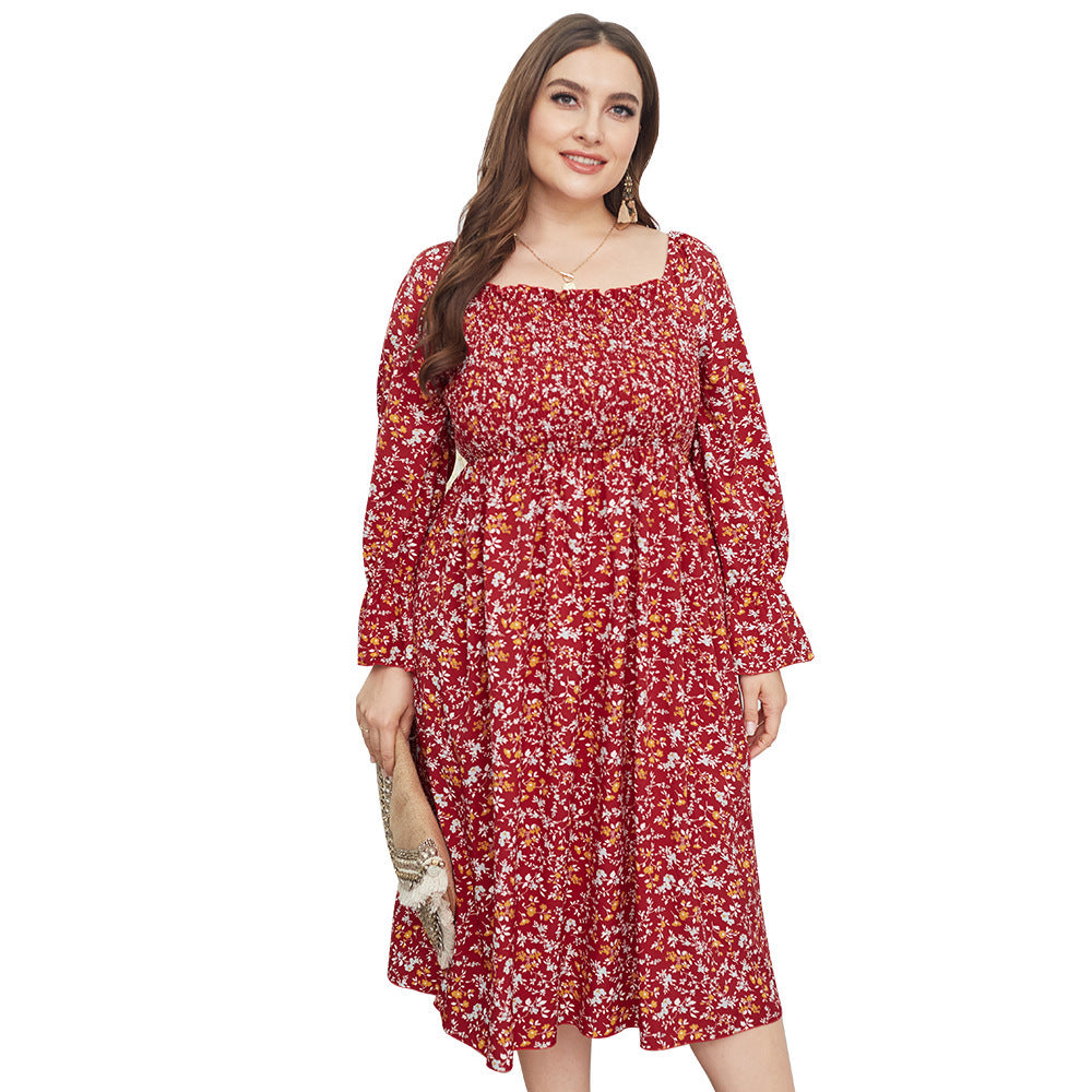Women's Chiffon-Aged European And American Temperament Printed Dress