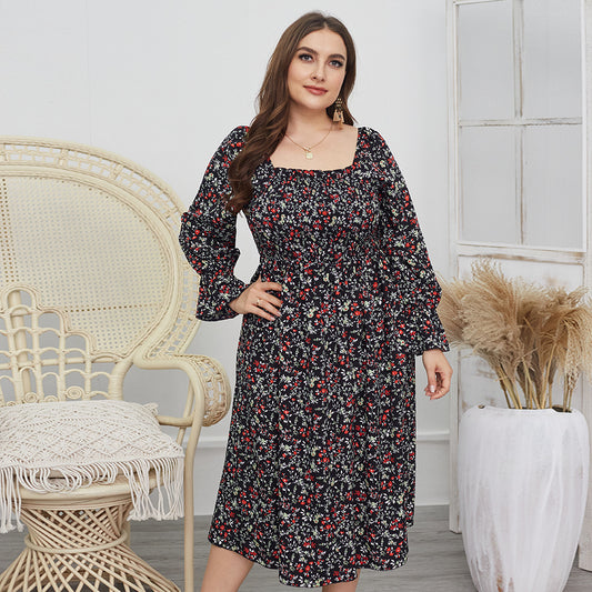 Women's Chiffon-Aged European And American Temperament Printed Dress