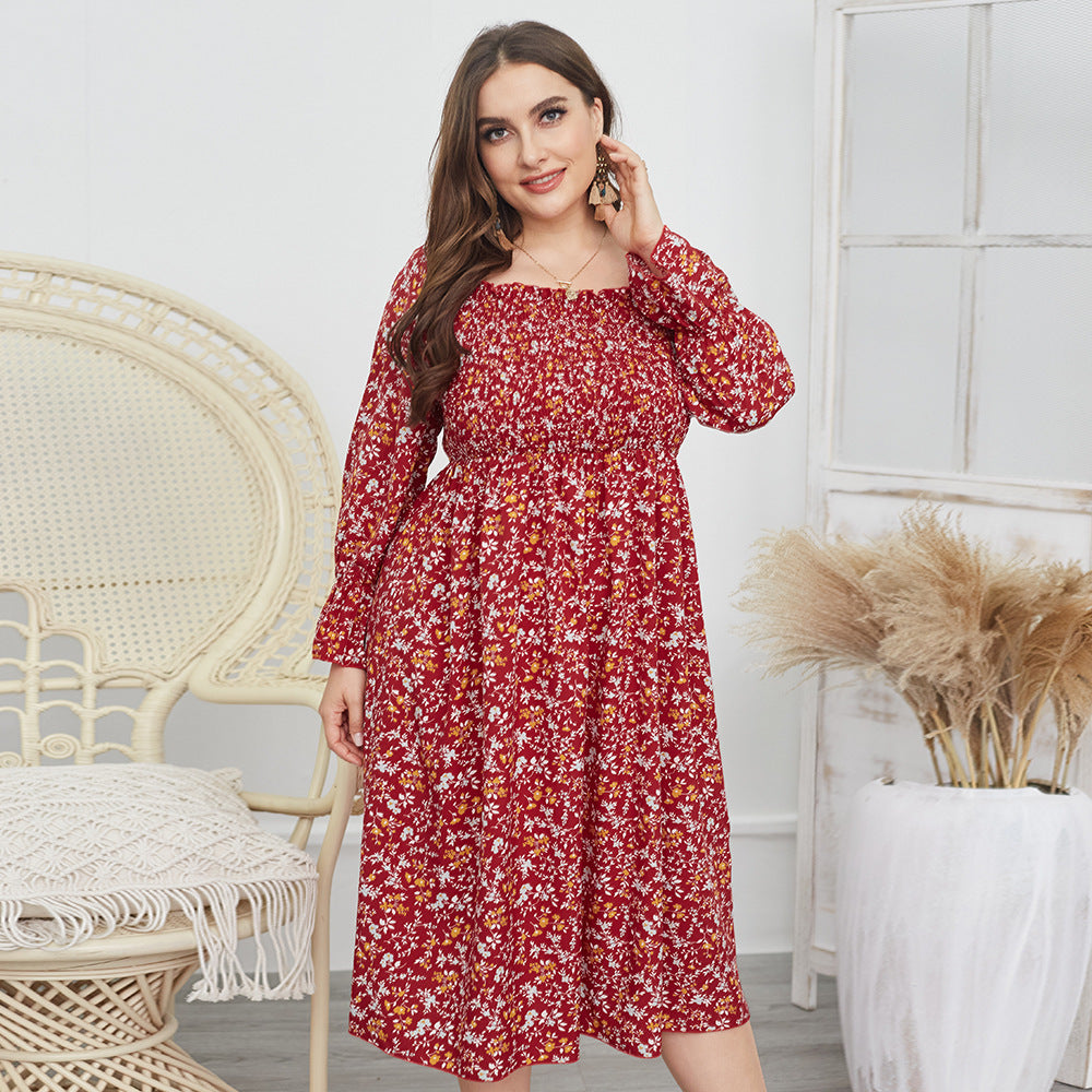 Women's Chiffon-Aged European And American Temperament Printed Dress