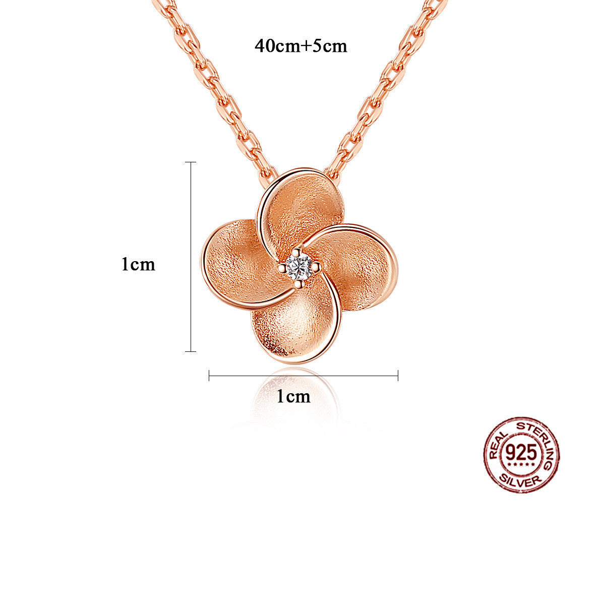 S925 Sterling Silver Necklace Female Korean Style Small Four-Leaf Flower Electroplated Rose Gold Manufacturer Source