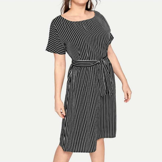 Summer new ladies print striped dress