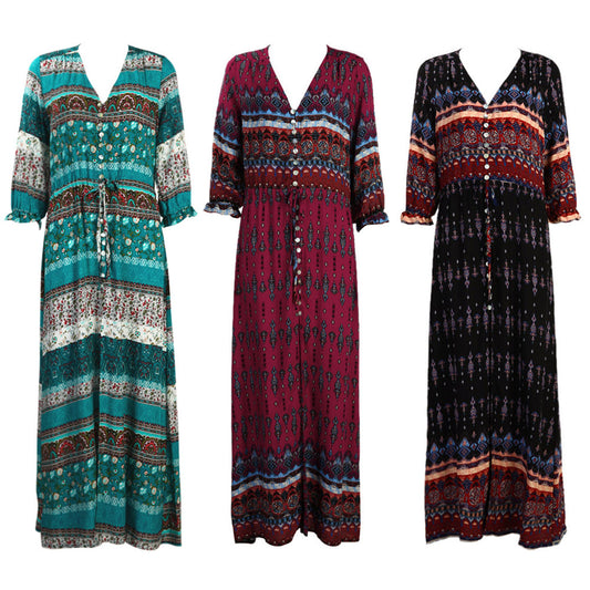 Thai holiday cardigan dress printed stretch beach skirt