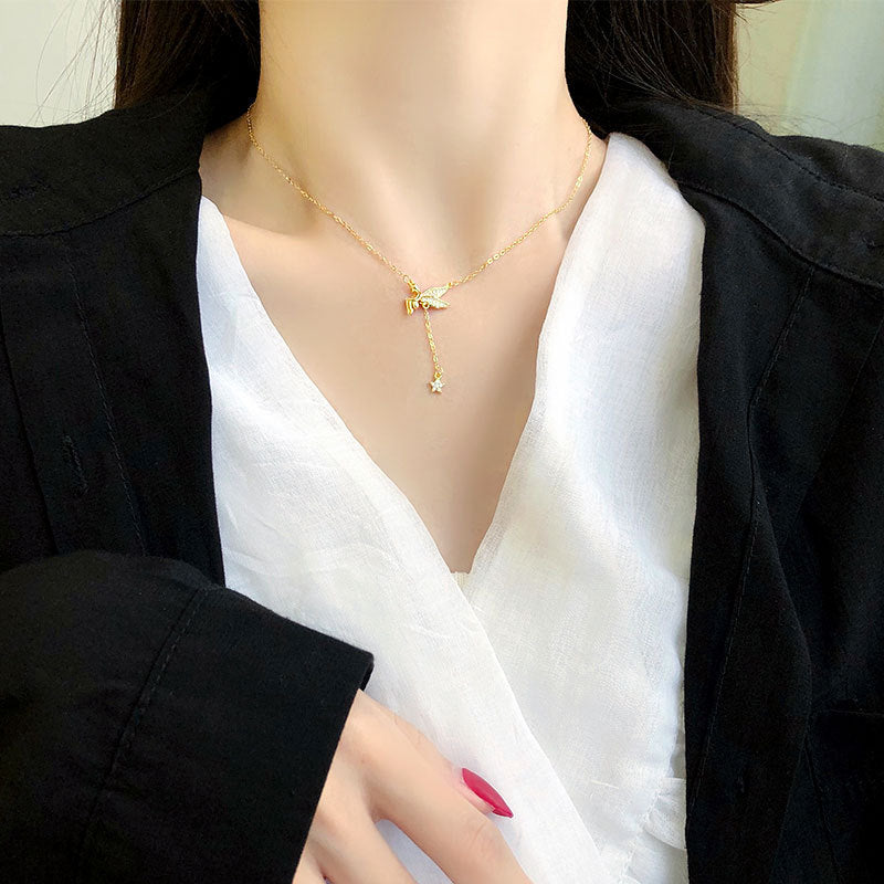 Angel light luxury ins star clavicle chain female