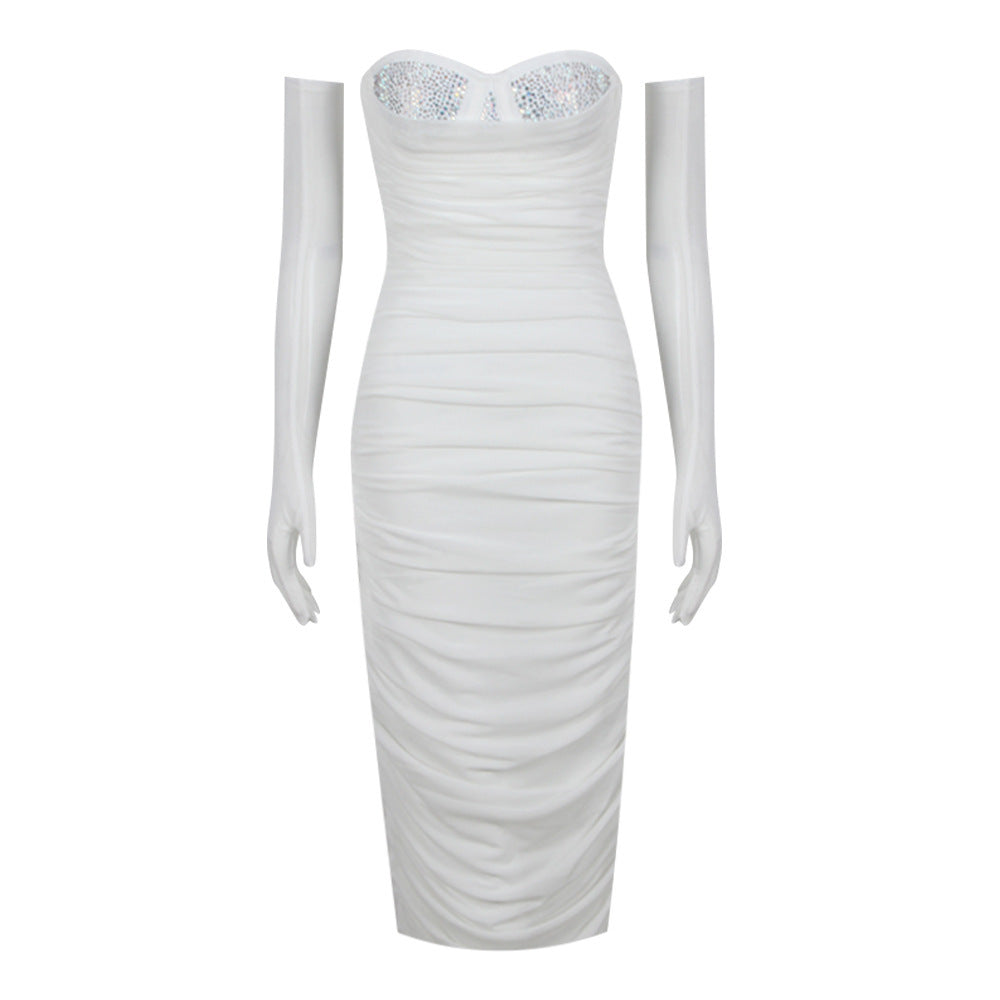 Mesh Stitching Bandage Suspender Dress