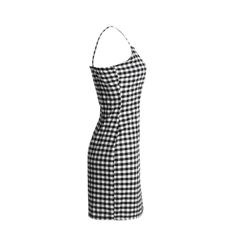 Women's new plaid sling dress