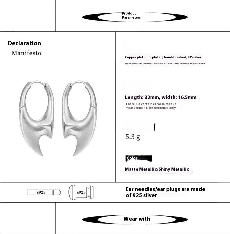 Buckle Earrings 925 Silver Needle Earplug