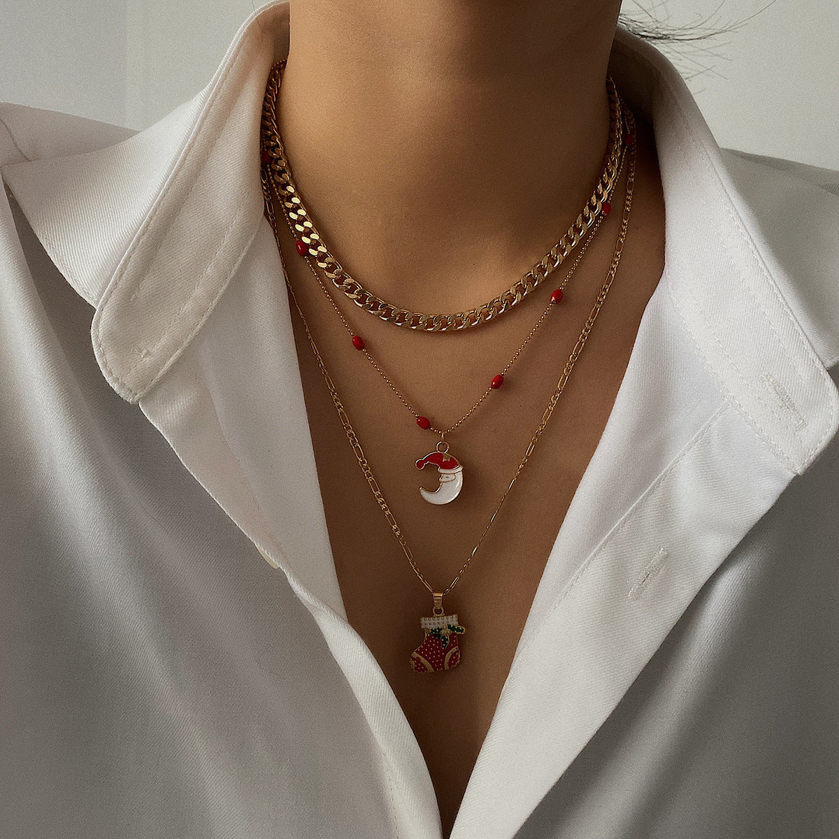 Simple Christmas Tree Geometric Gift Necklace