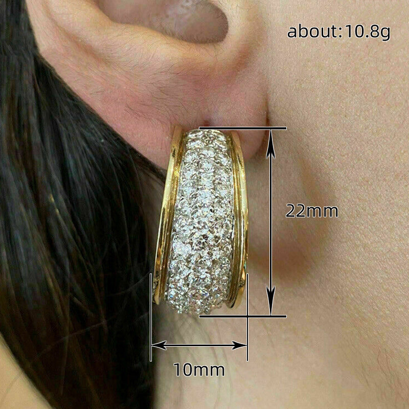 Dense Inlaid Arrangement Atmosphere Hong Kong Style Earrings