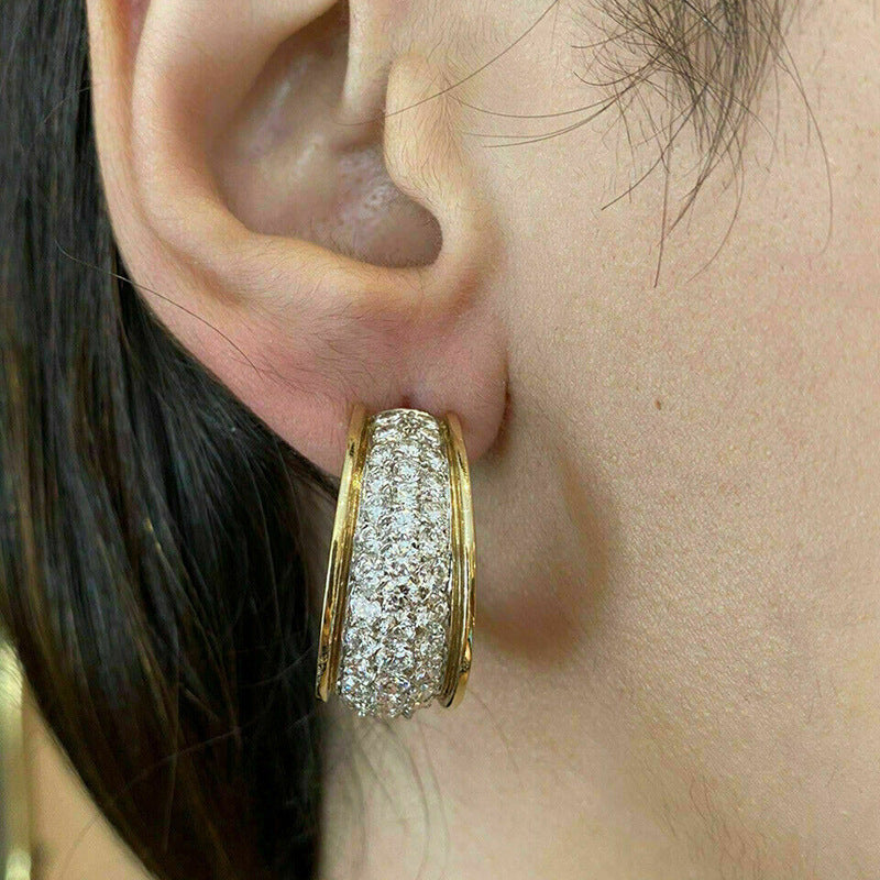 Dense Inlaid Arrangement Atmosphere Hong Kong Style Earrings