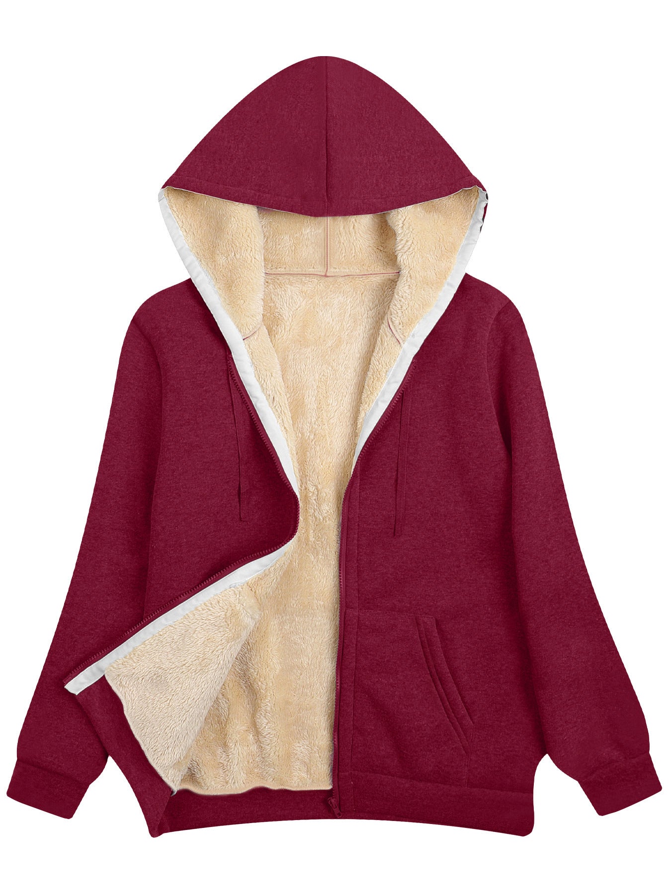 Fleece-lined Thickened Hooded Plush Women's Coat