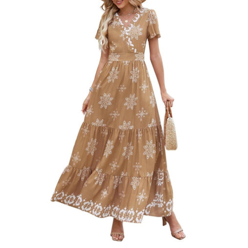 Flared Sleeves Layered Floral Dress