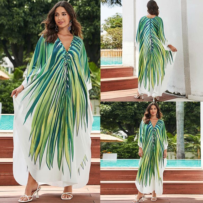 European And American Printed Chest Woven Beach Cover-up