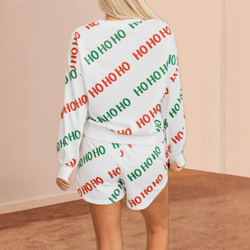 Women's All-match Letters Printed Long-sleeved Two-piece Suit