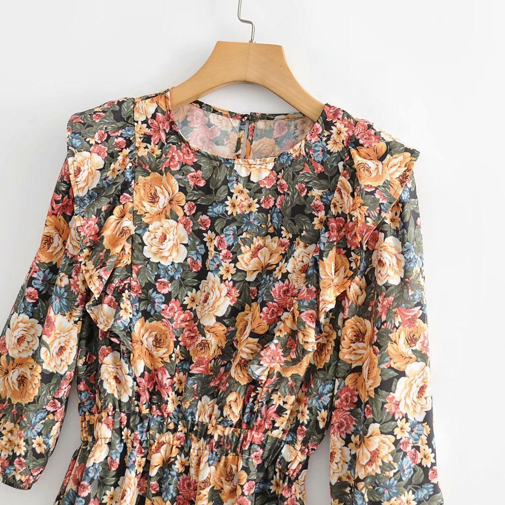 Ruffle print dress