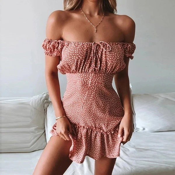 Women's Chiffon One Shoulder Print Dress