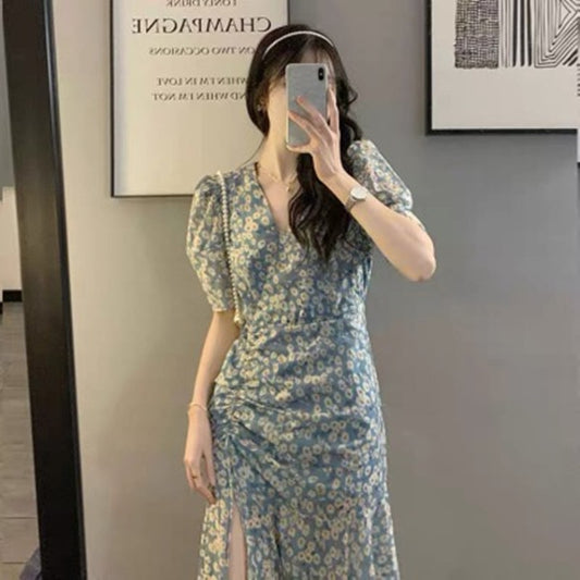 Gentle Temperament Self-cultivation Can Be Sweet And Salt Floral Dress