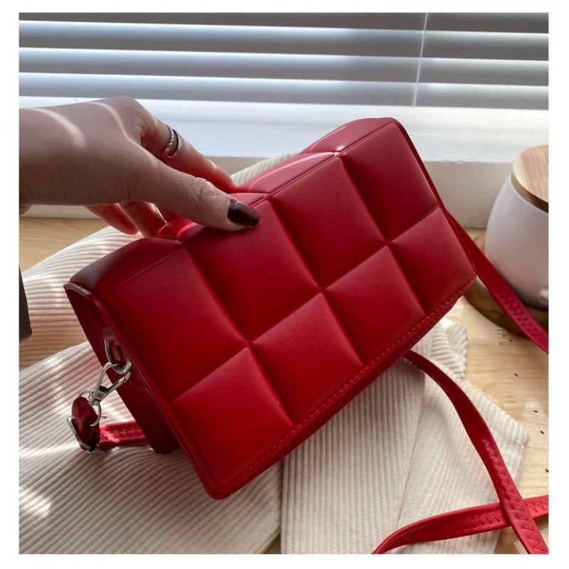 Fashion Embroidered Thread, Western Style, Messenger, Small Square Bag, Simple Texture, Shoulder Bag