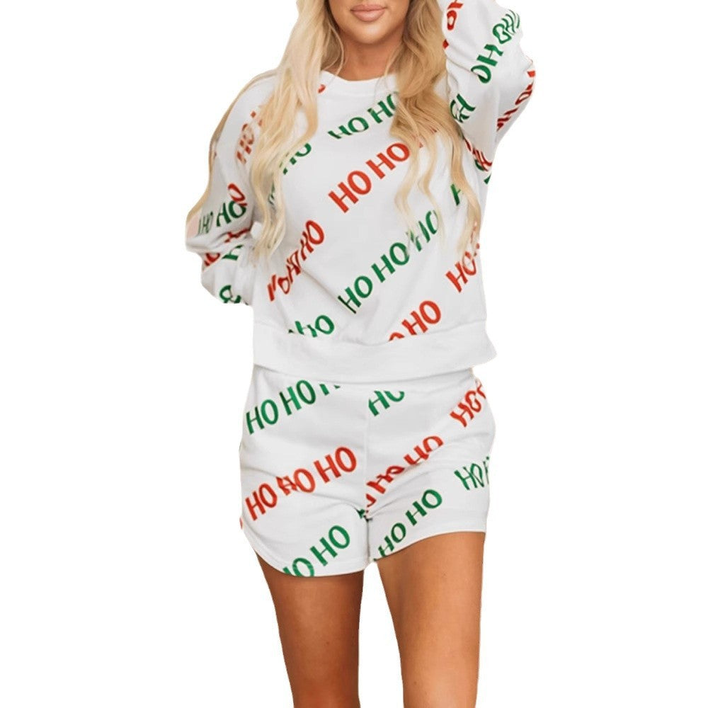 Women's All-match Letters Printed Long-sleeved Two-piece Suit
