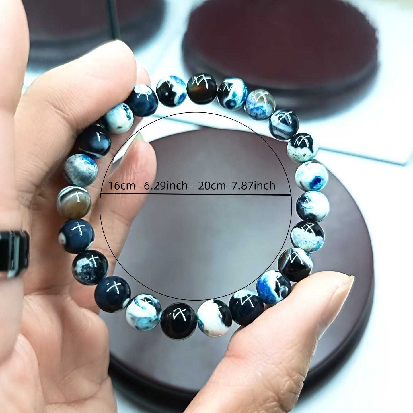 Ladies Bracelet Natural Agate Bohemian 8mm