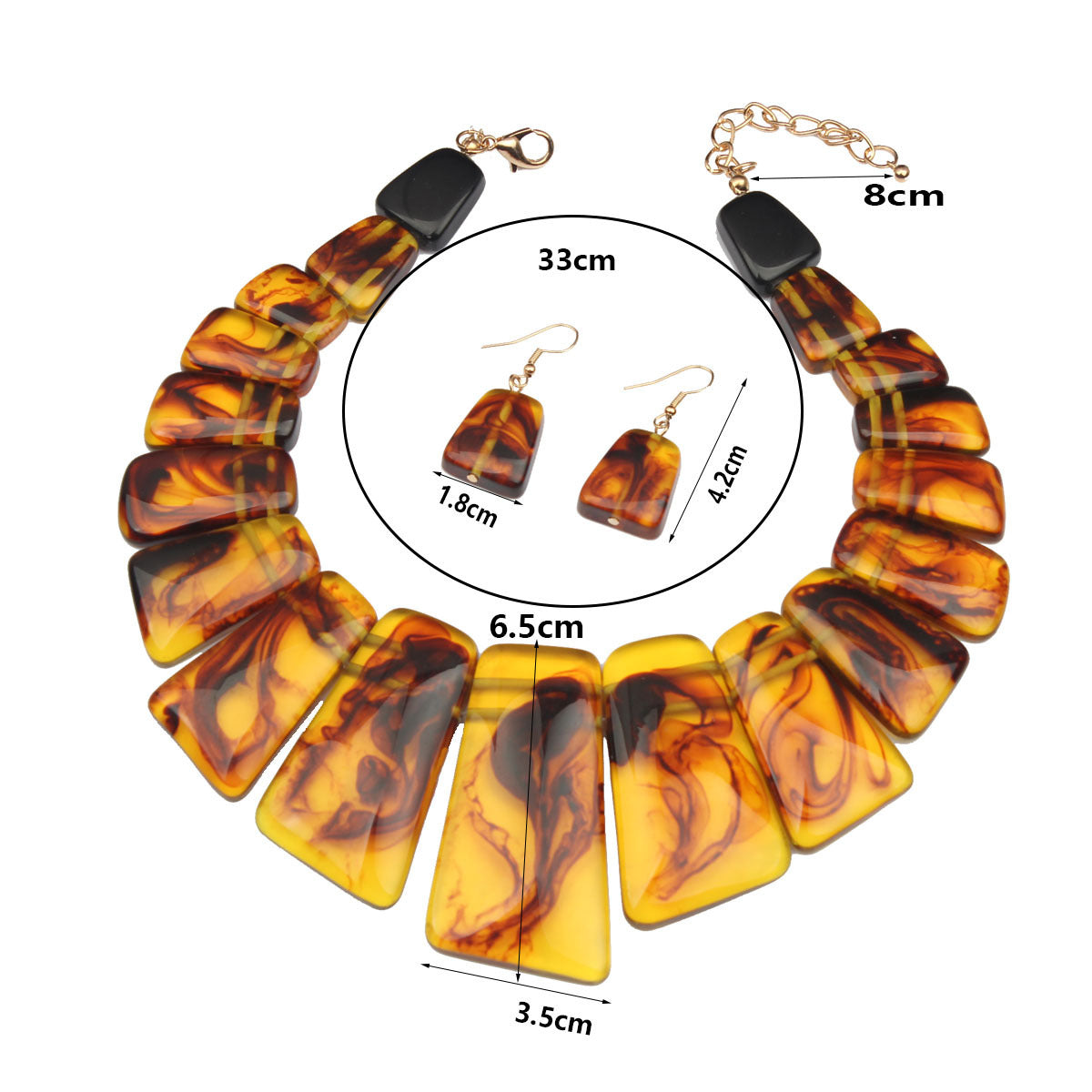 High Profile Retro Personality Necklace And Earrings Suite Ladies Ornament