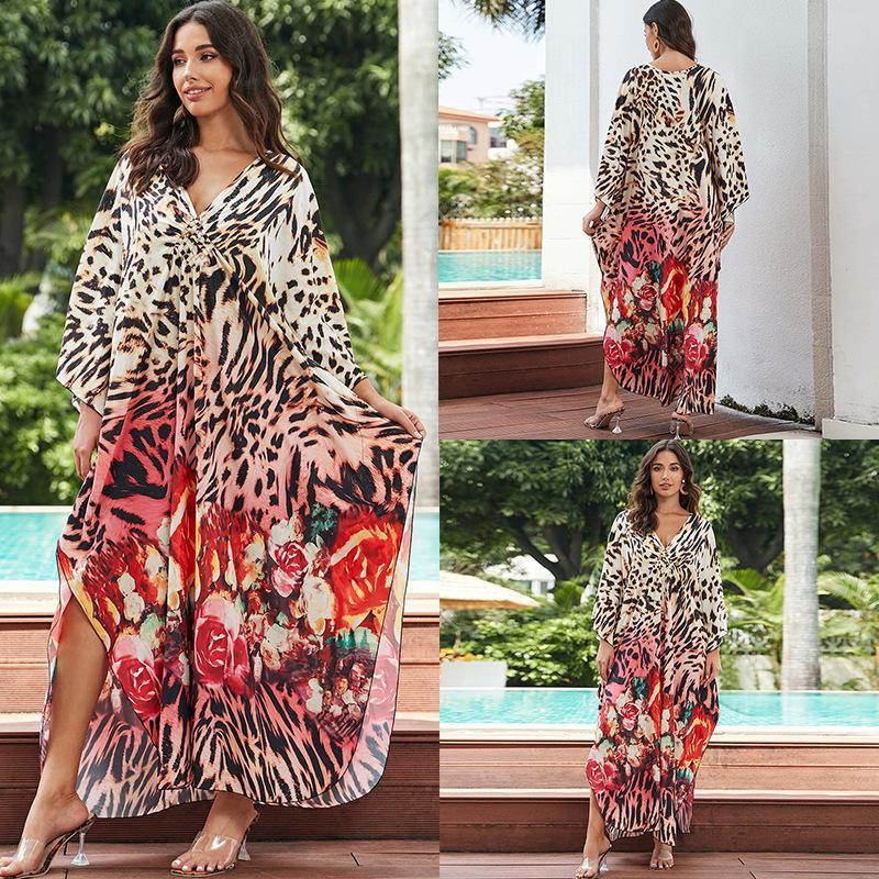 European And American Printed Chest Woven Beach Cover-up