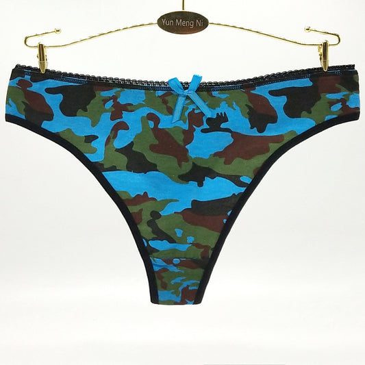 Foreign Trade Sexy Camouflage Women's T-back Cotton Low Waist Spot Women's Underwear