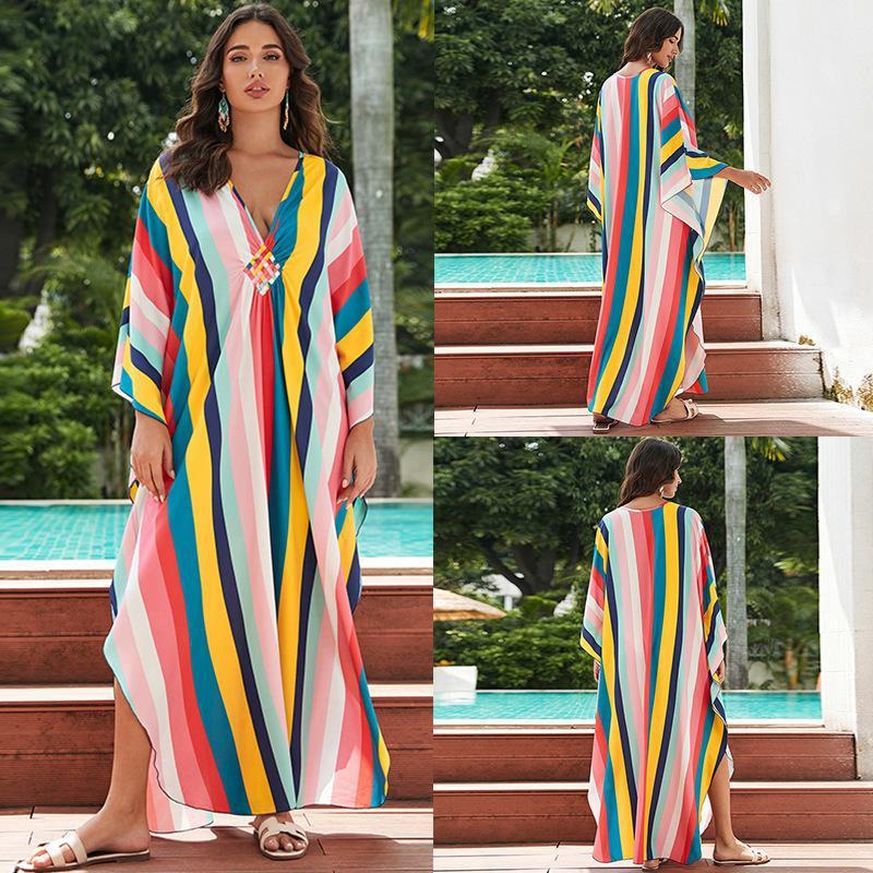 European And American Printed Chest Woven Beach Cover-up