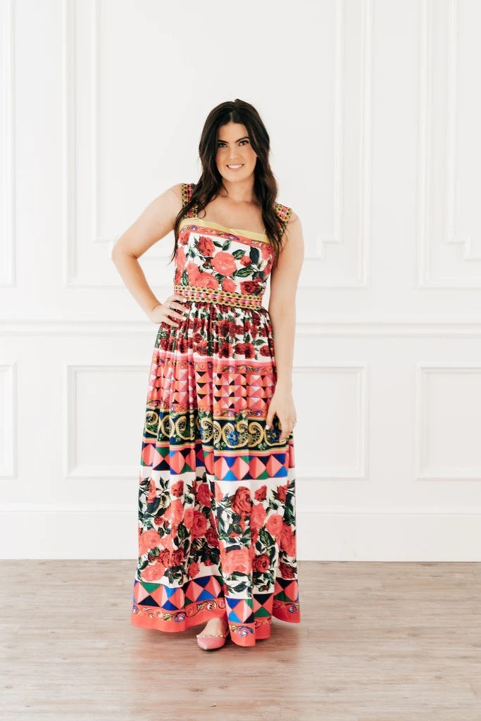 Multi-layer Pleated Printed Large Swing Dress
