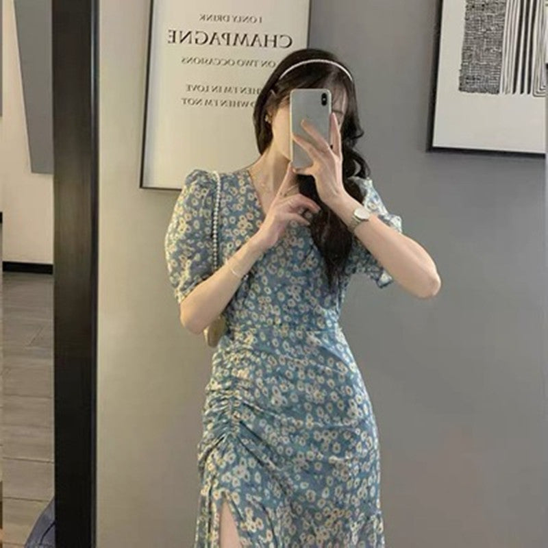 Gentle Temperament Self-cultivation Can Be Sweet And Salt Floral Dress