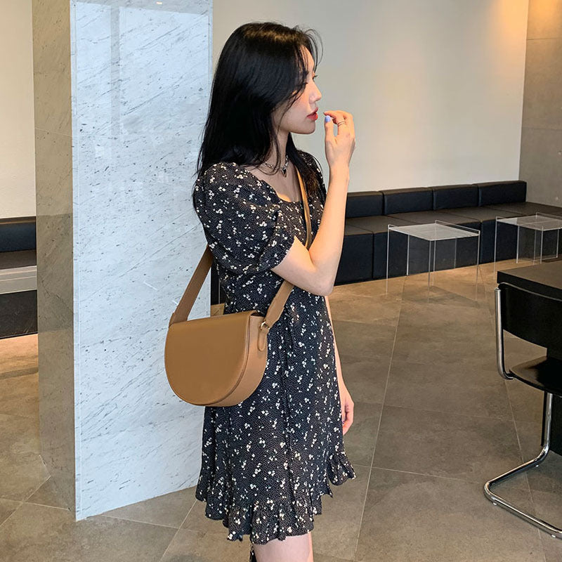Chiffon Hepburn style frock with sleeves