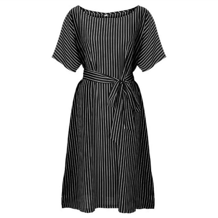 Summer new ladies print striped dress