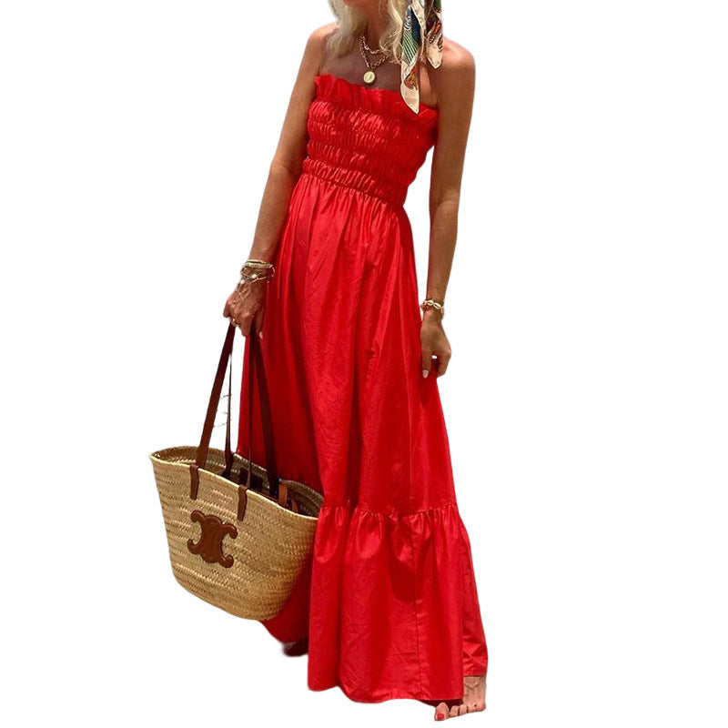 Spring New Women's Fashion Tube Top Bohemian Holiday Dress