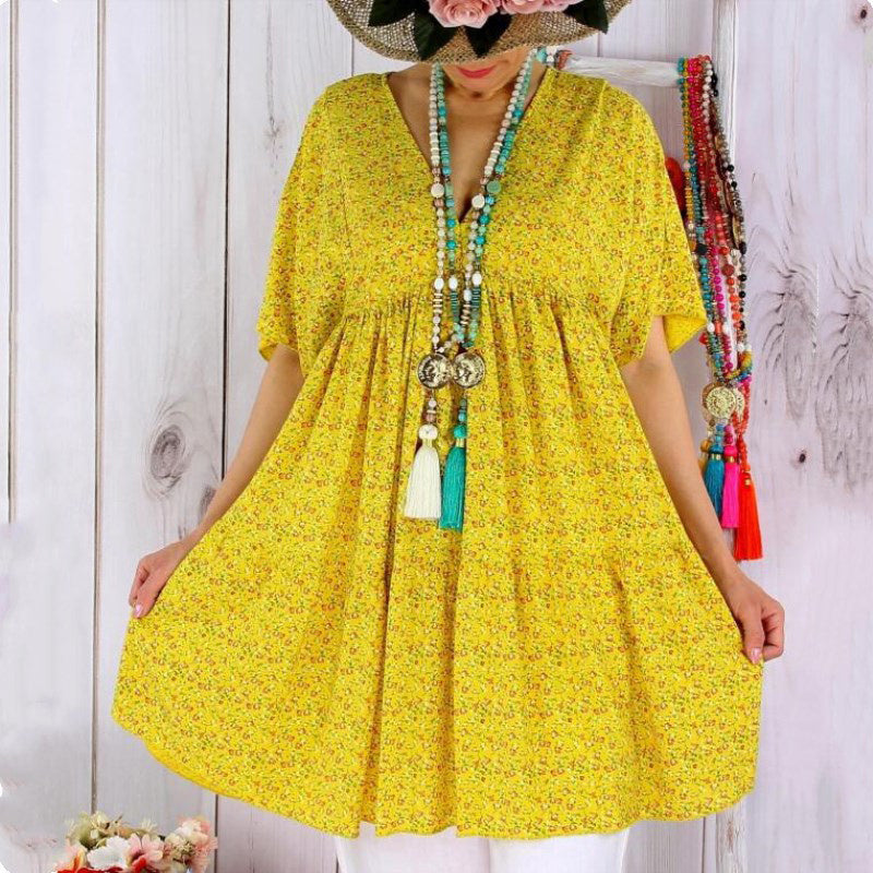 Short sleeve big swing dress