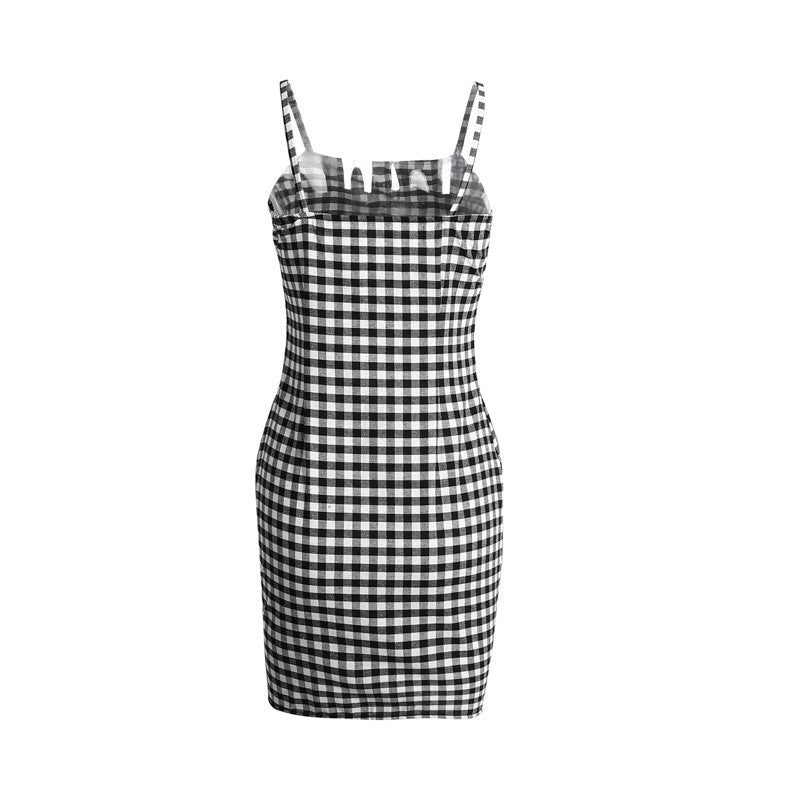 Women's new plaid sling dress
