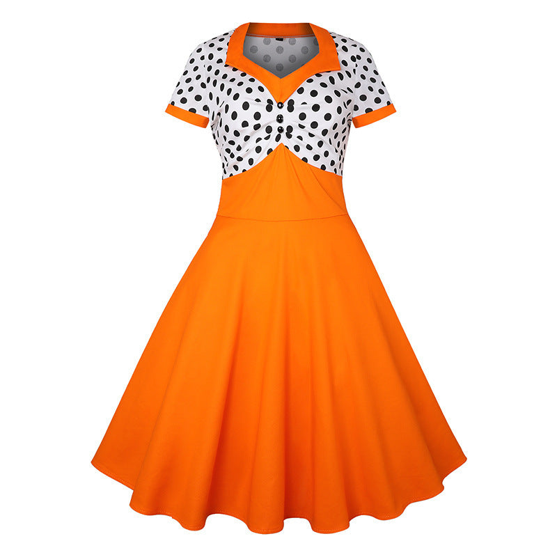 Retro big swing skirt summer dress