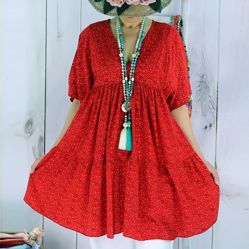 Short sleeve big swing dress