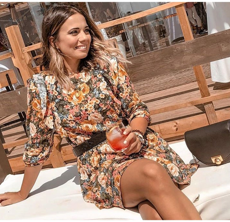 Ruffle print dress