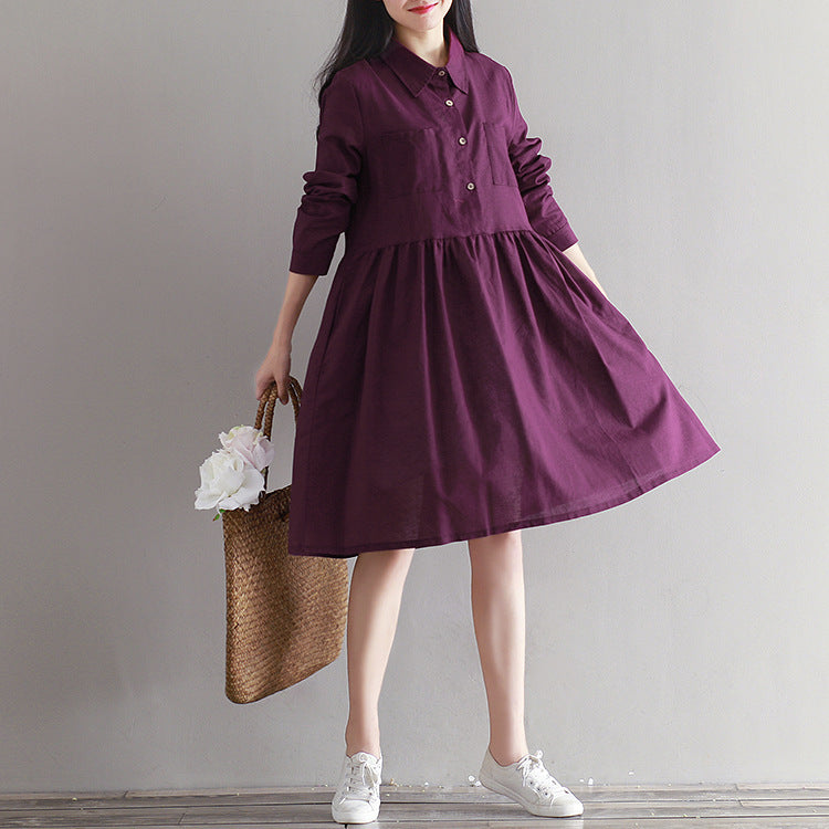 Plus Size Linen Cotton And Linen Maternity Dress