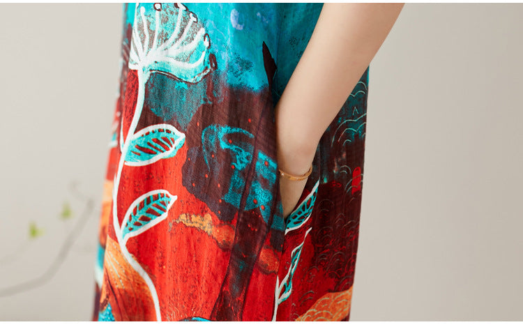 New Style Literary Retro Printed Dress