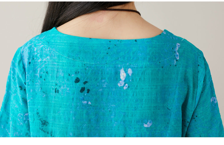 New Style Literary Retro Printed Dress
